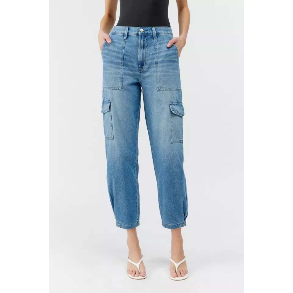 Pistola Josephine High-Waisted Cargo Jean Light Wash Straight Leg Size 24